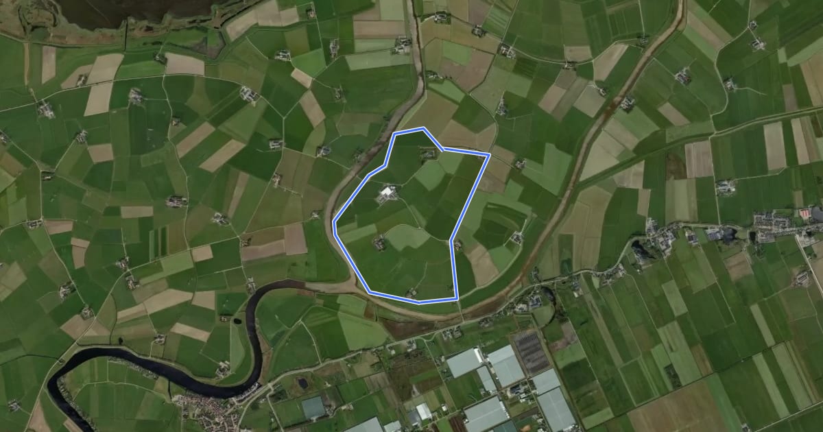 Маршрут WNW IJsseldelta -Mandjeswaard - gele route на спутниковом снимке