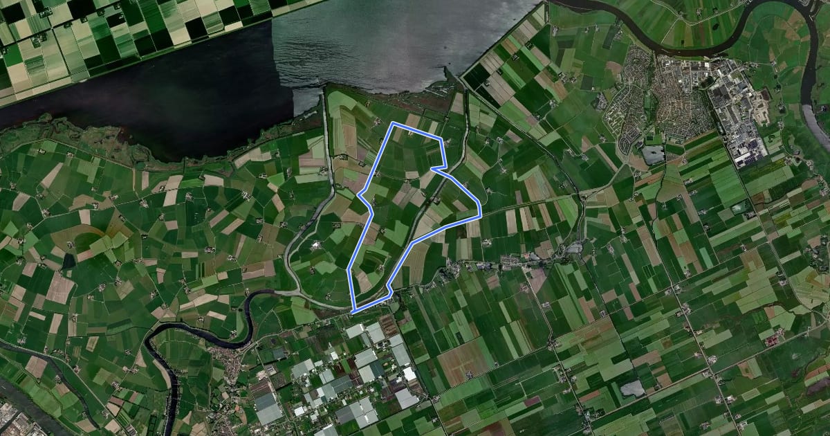 Маршрут WNW IJsseldelta -Mandjeswaard - rode route на спутниковом снимке