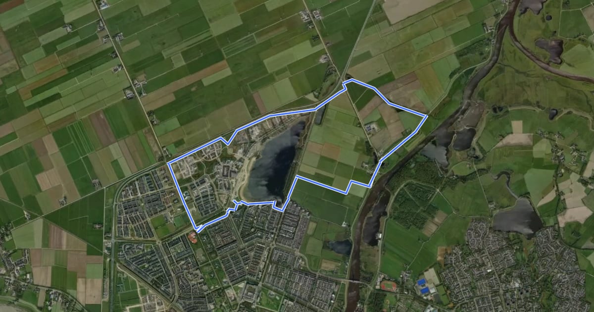 Маршрут WNW IJsseldelta - Milligerplas - blauwe route на спутниковом снимке