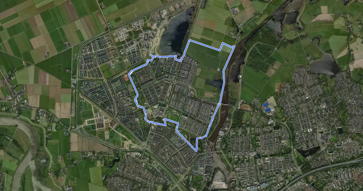 Маршрут WNW IJsseldelta - Milligerplas - gele route на спутниковом снимке