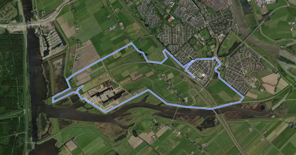 Маршрут WNW IJsseldelta - Station Kampen-Zuid- gele route на спутниковом снимке