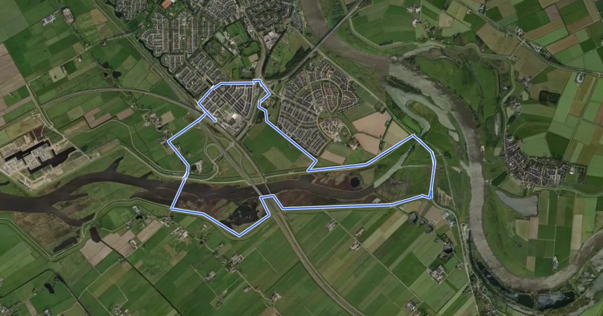 Маршрут WNW IJsseldelta - Station Kampen-Zuid - groene route на спутниковом снимке