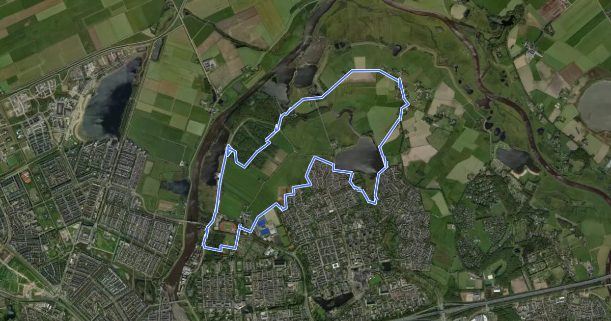 Маршрут WNW IJsseldelta - Westerveldsebos/Langenholte - blauwe route на спутниковом снимке