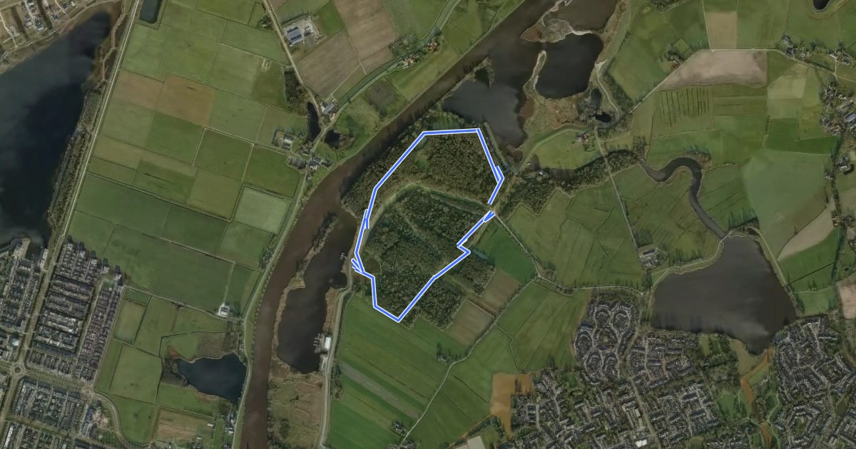 Маршрут WNW IJsseldelta - Westerveldsebos -rode route на спутниковом снимке