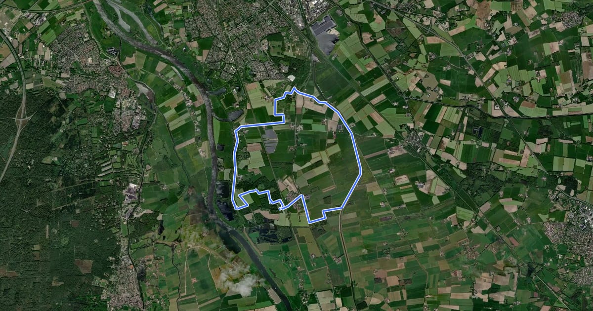 Маршрут WNW IJsseldelta - Windesheim -paarse route на спутниковом снимке