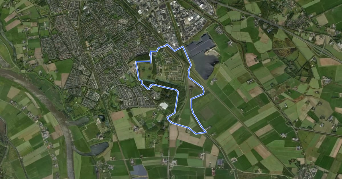 Маршрут WNW IJsseldelta - Zandhove -blauwe route на спутниковом снимке