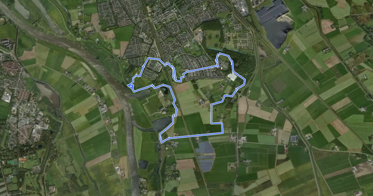 Маршрут WNW IJsseldelta - Zandhove -groene route на спутниковом снимке