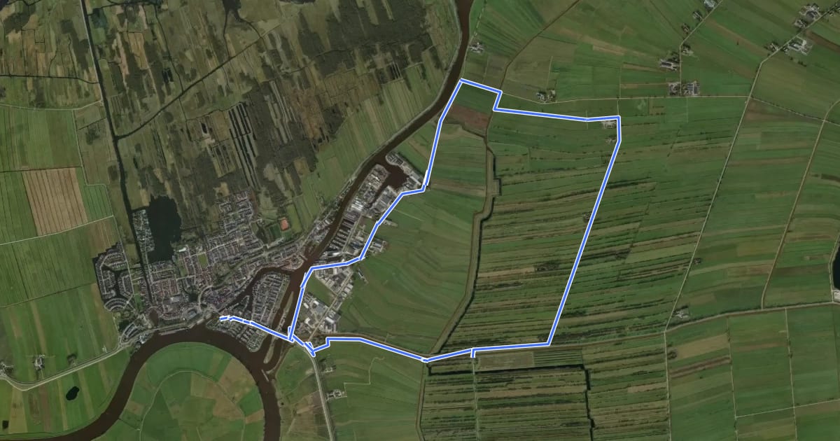 Маршрут WNW IJsseldelta -Zwartsluis/Baarlo - blauwe route на спутниковом снимке