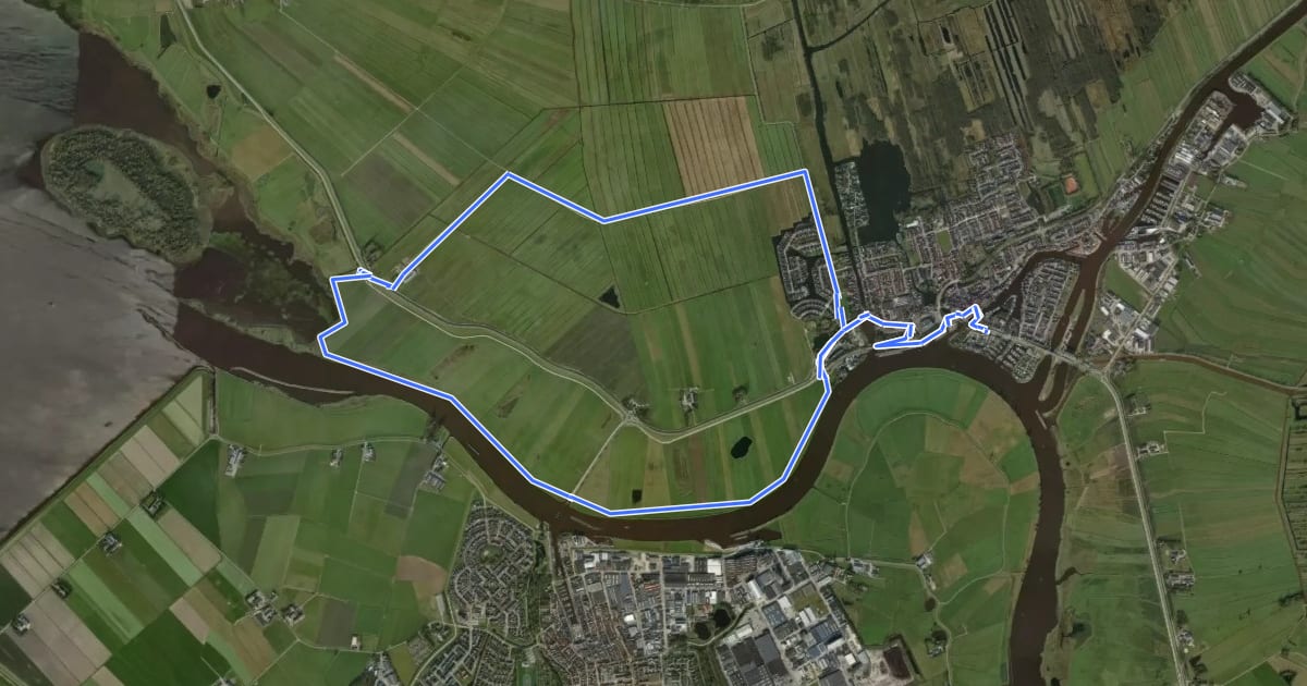 Маршрут WNW IJsseldelta - Zwartsluis - groene route на спутниковом снимке