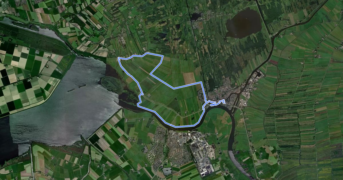 Маршрут WNW IJsseldelta - Zwartsluis - oranje route на спутниковом снимке