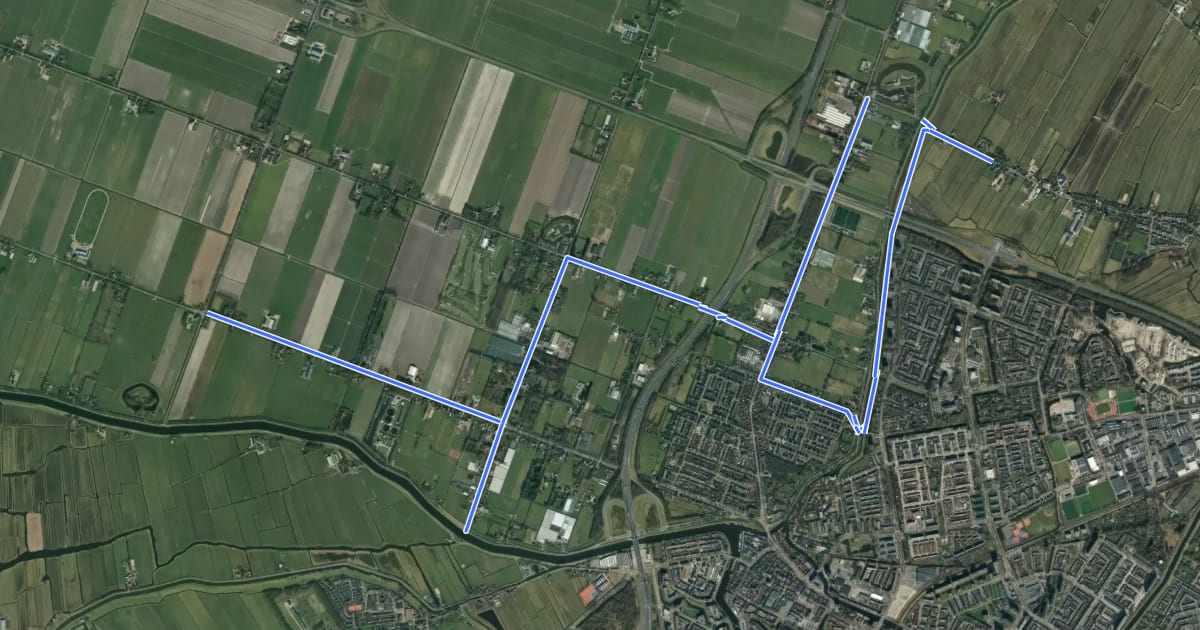 Маршрут WNW Noord-Holland verbindingsroute 56-46-76-46-77-48-50-48-78-61-51-61-60 на спутниковом снимке