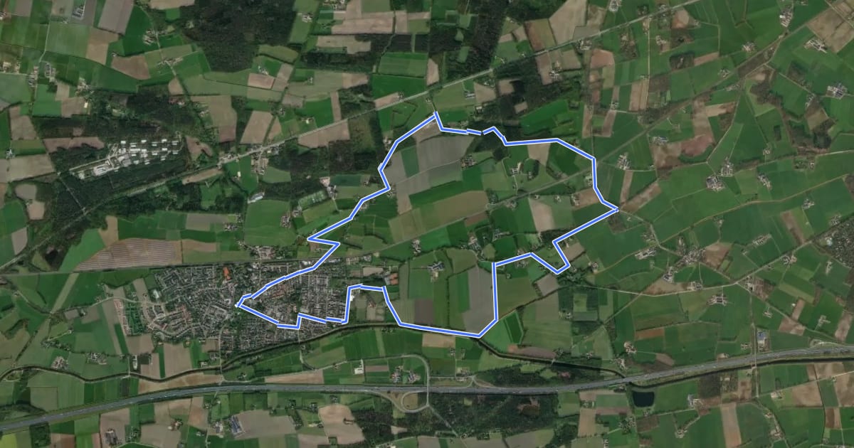 Маршрут WNW Salland - Bathmen - gele route на спутниковом снимке