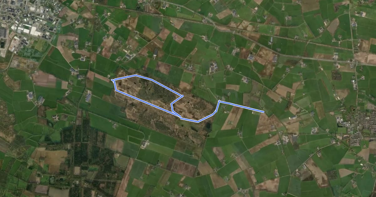 Маршрут WNW Salland - Boetelerveld/Haarlerveld - rode route на спутниковом снимке