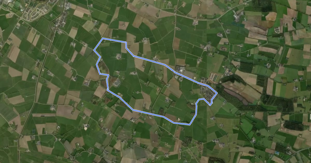 Маршрут WNW Salland - Broekland - gele route на спутниковом снимке