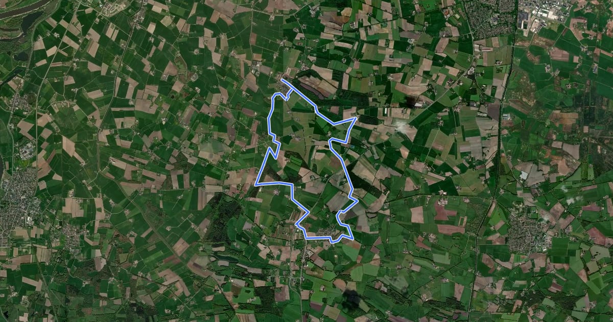 Маршрут WNW Salland - Broekland/Wesepe - oranje route на спутниковом снимке