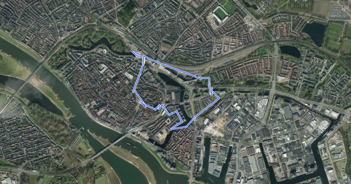 Маршрут WNW Salland - Deventer - blauwe route на спутниковом снимке