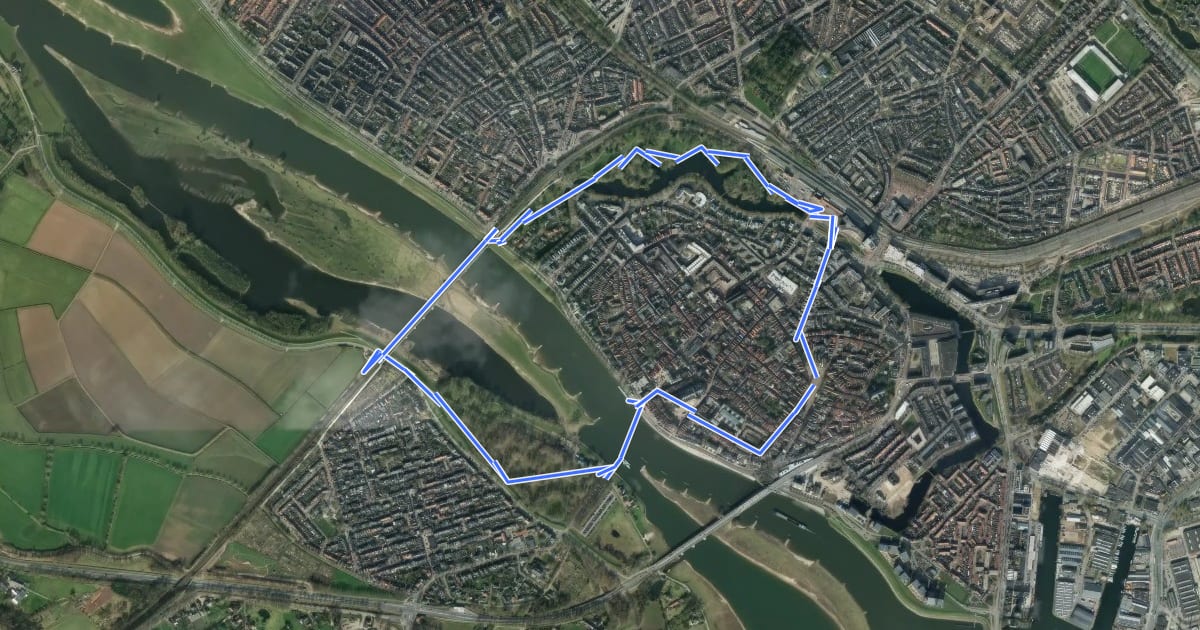 Маршрут WNW Salland - Deventer/De Worp - oranje route на спутниковом снимке