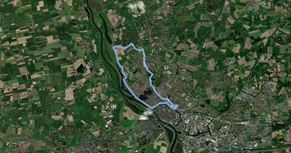 Маршрут WNW Salland - Deventer/Nieuw Rande - paarse route на спутниковом снимке