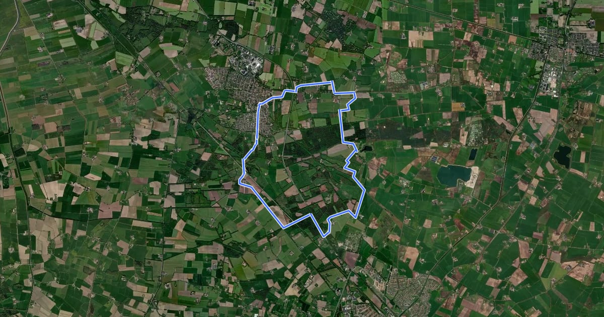 Маршрут WNW Salland - Heino - paarse route на спутниковом снимке