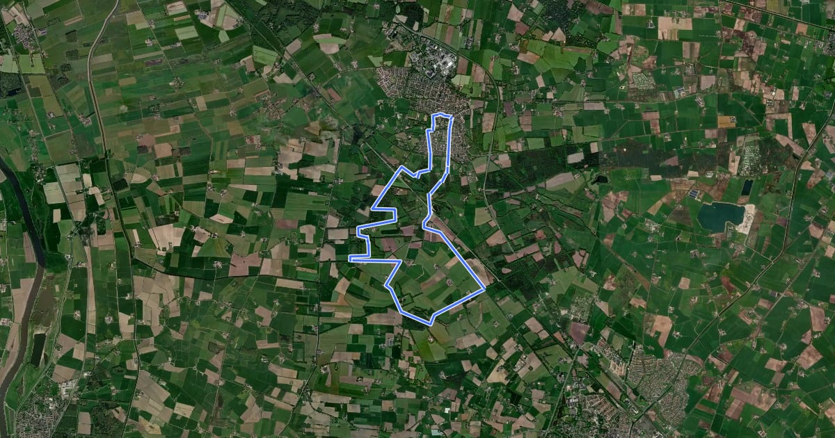 Маршрут WNW Salland - Heino - rode route на спутниковом снимке