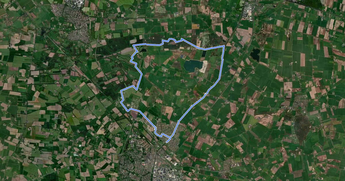 Маршрут WNW Salland - Het Raan/Krieghuisbelten - blauwe route на спутниковом снимке