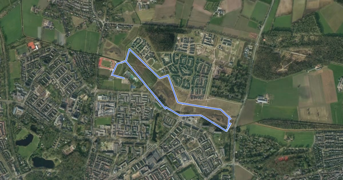 Маршрут WNW Salland - Keizerslanden - rode route на спутниковом снимке