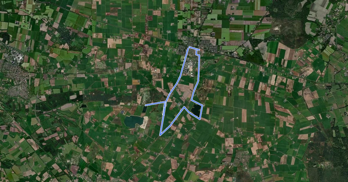 Маршрут WNW Salland - Krieghuisbelten/Lemelerveld - paarse route на спутниковом снимке