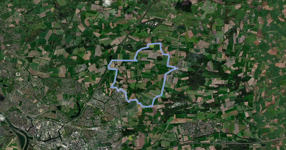Маршрут WNW Salland - Lettele/Oerdijk - gele route на спутниковом снимке