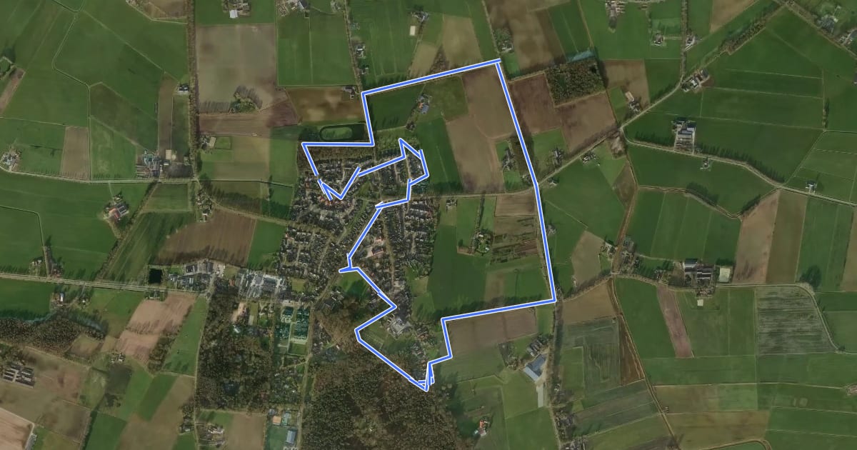 Маршрут WNW Salland - Luttenberg - groene route на спутниковом снимке