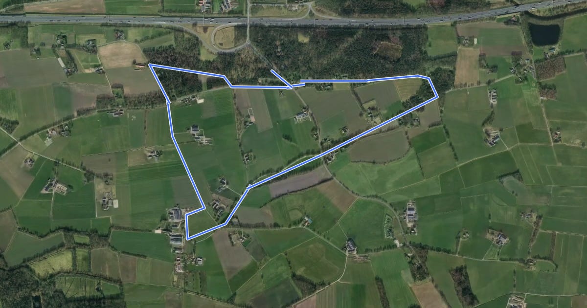 Маршрут WNW Salland - Marsdijk - paarse route на спутниковом снимке