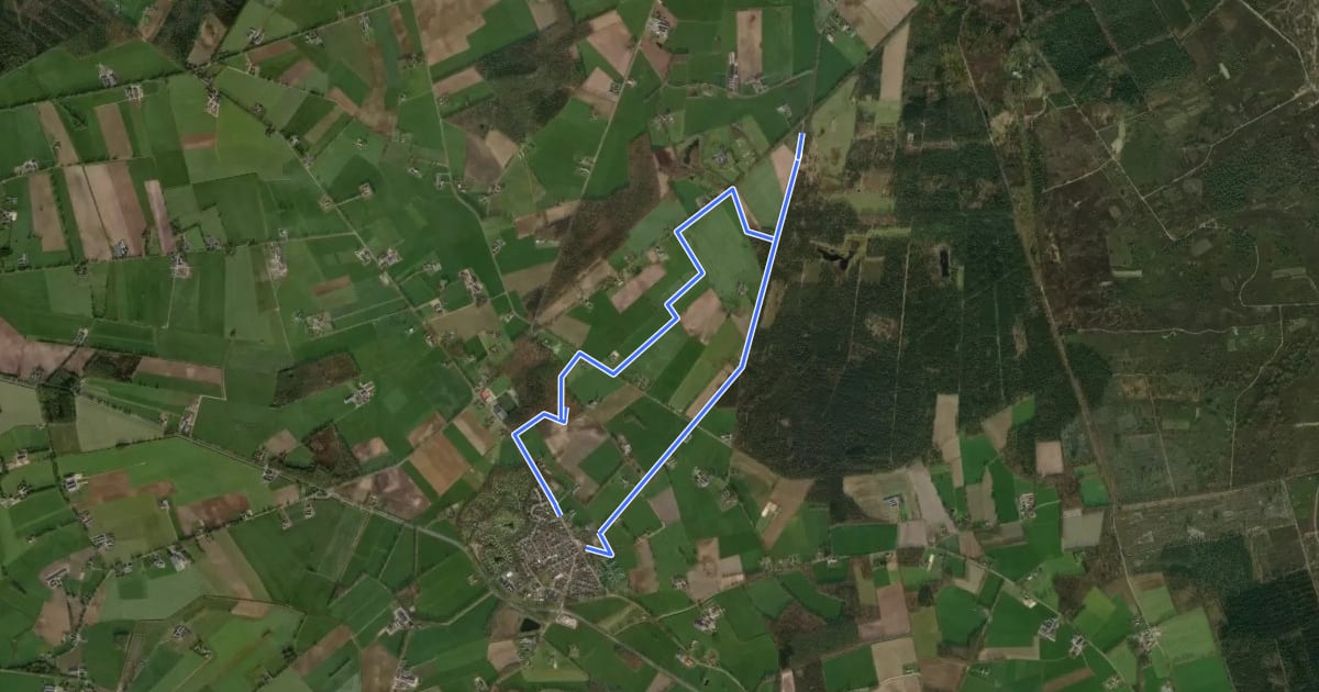 Маршрут WNW Salland - Nieuw-Heeten/Zuidbroek - paarse route на спутниковом снимке