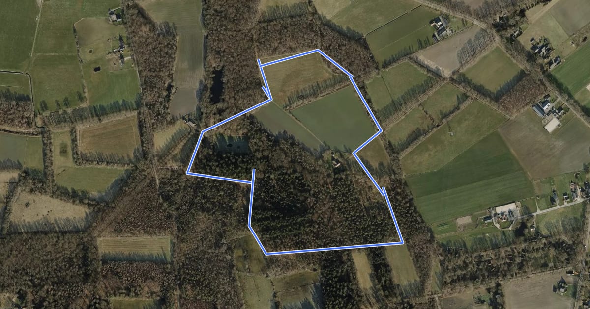 Маршрут WNW Salland - Nijendal - blauwe route на спутниковом снимке