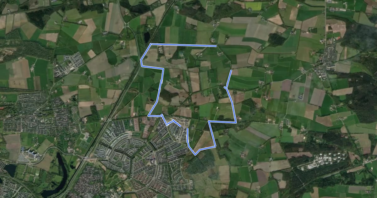 Маршрут WNW Salland - Oerdijk - groene route на спутниковом снимке