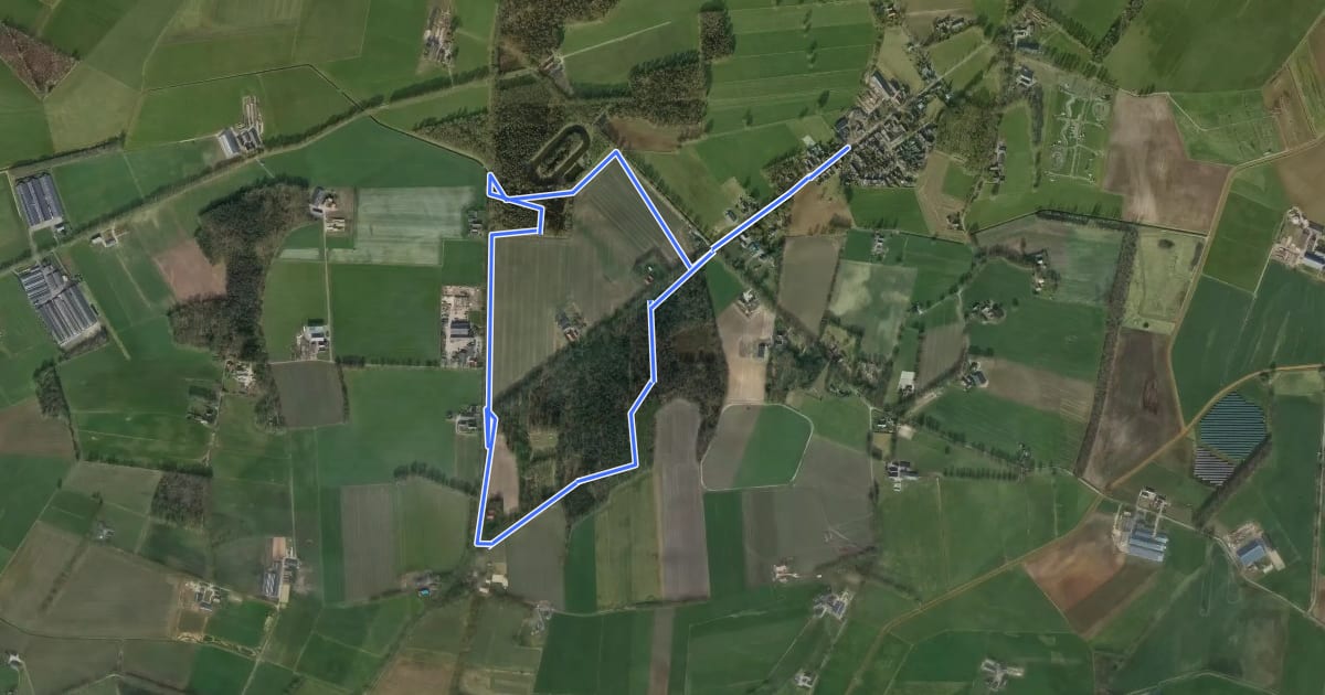 Маршрут WNW Salland - Okkenbroek - rode route на спутниковом снимке