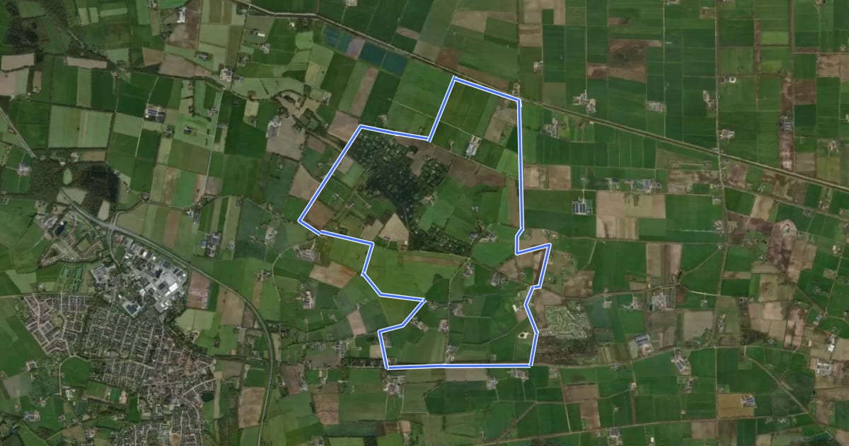 Маршрут WNW Salland - Veldhoek - blauwe route на спутниковом снимке