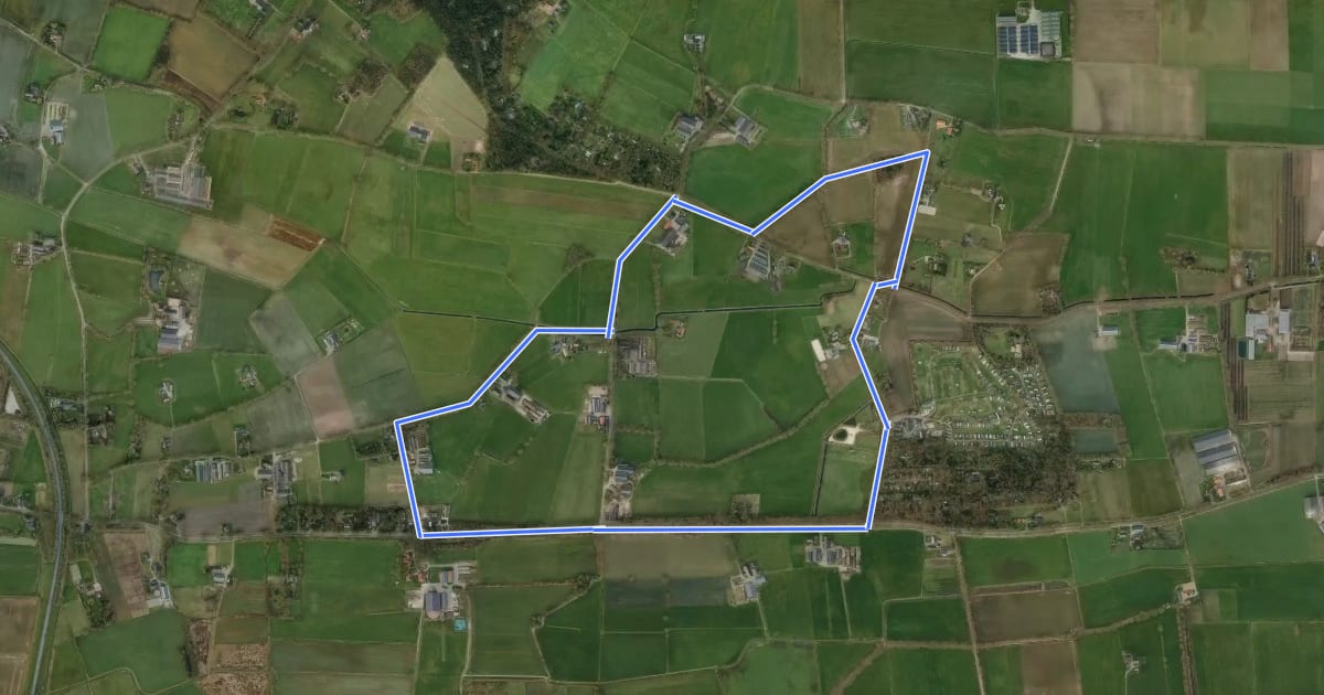 Маршрут WNW Salland - Veldhoek - groene route на спутниковом снимке