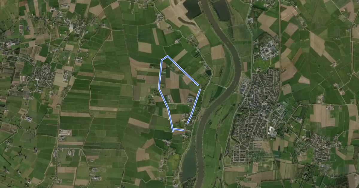 Маршрут WNW Salland - Welsum - gele route на спутниковом снимке