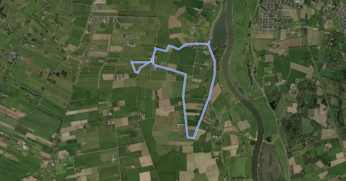 Маршрут WNW Salland - Welsum-Vosseweg - rode route на спутниковом снимке