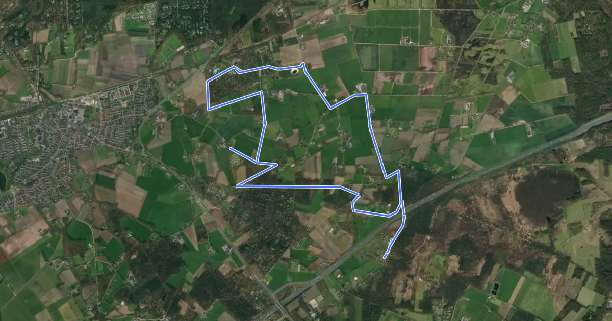 Маршрут WNW Twente - Borkeld/Look - gele route на спутниковом снимке