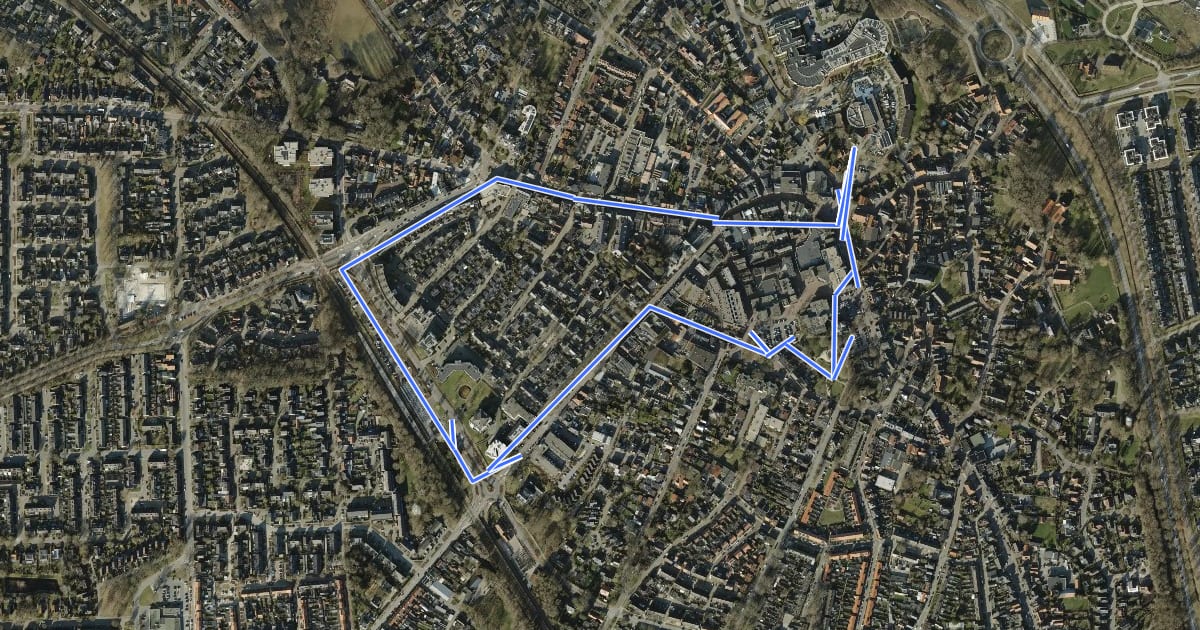 Маршрут WNW Twente - Borne/Oud Borne - oranje route на спутниковом снимке