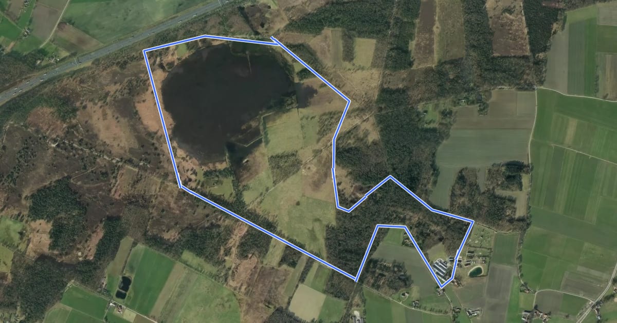 Маршрут WNW Twente - Bovenberg - paarse route на спутниковом снимке