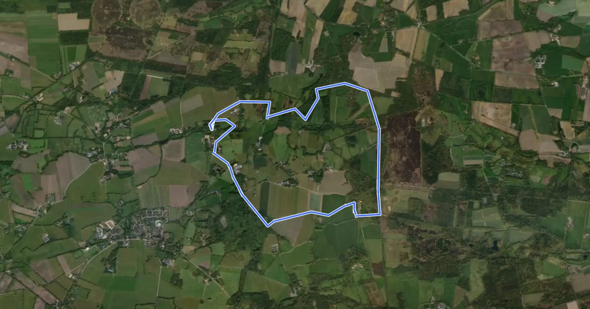 Маршрут WNW Twente - Brandtoren/Mosbeek - blauwe route на спутниковом снимке