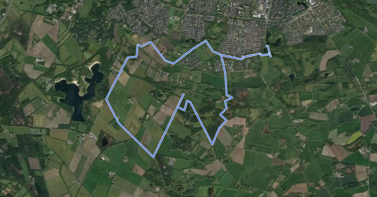 Маршрут WNW Twente - Broekheurne/Smalenbroek - paarse route на спутниковом снимке