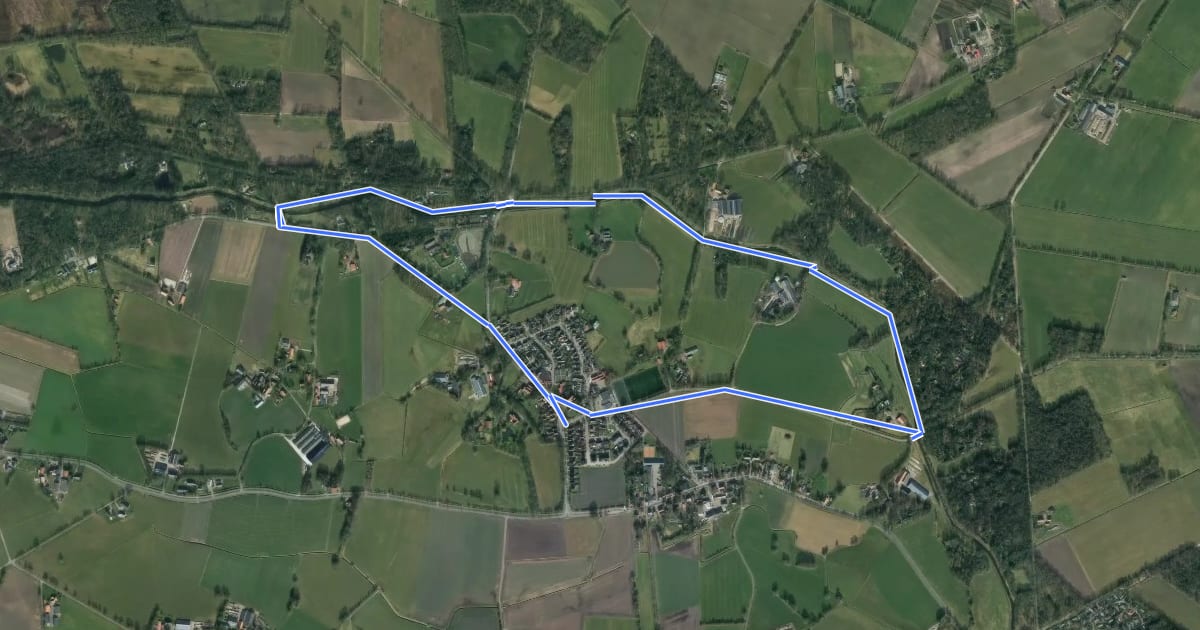 Маршрут WNW Twente - Buurse/Oortjesbrug - gele route на спутниковом снимке