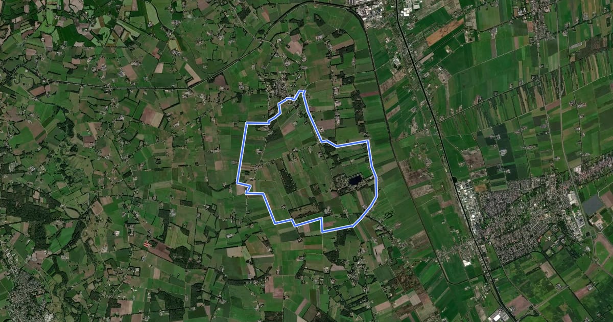 Маршрут WNW Twente - Daarle - gele route на спутниковом снимке
