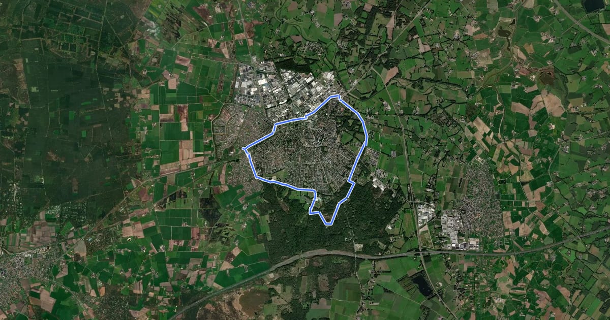 Маршрут WNW Twente - De Welle/Koerbelt - oranje route на спутниковом снимке