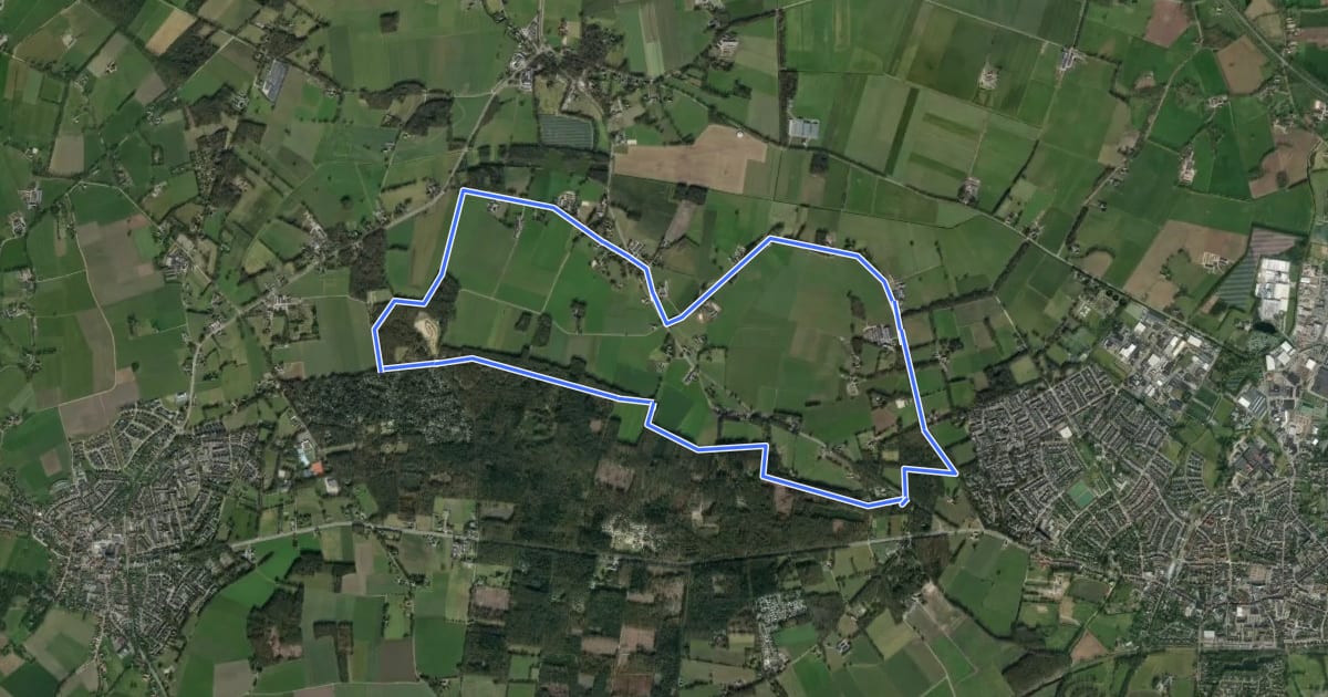 Маршрут WNW Twente - De Whee - blauwe route на спутниковом снимке