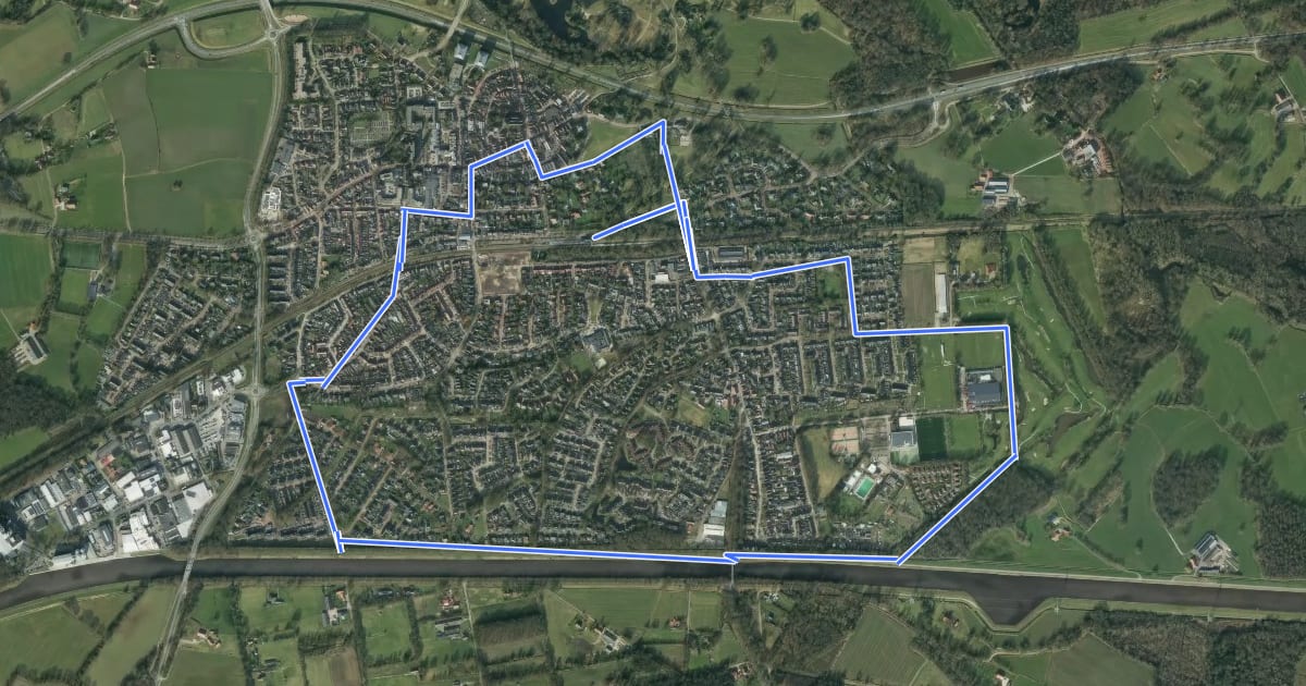 Маршрут WNW Twente - Delden - rode route на спутниковом снимке