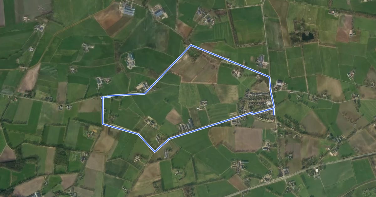 Маршрут WNW Twente - Dijkerhoek - gele route на спутниковом снимке