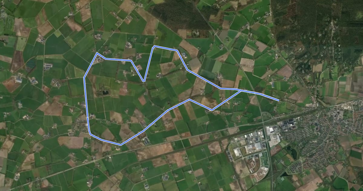 Маршрут WNW Twente - Dijkerhoek/Neerdorp - groene route на спутниковом снимке